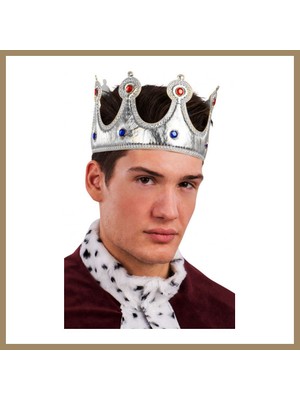 Bezos Kral Tacı Gümüş Renk Kumaş Malzeme Yetişkin Boy 22