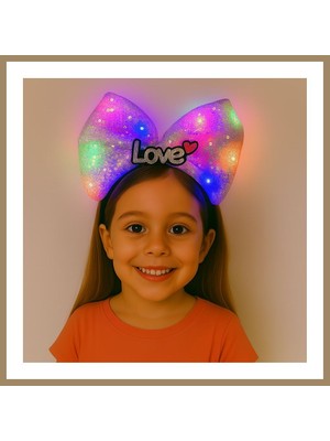 Bezos LED Işıklı Love Yazılı Mor Fiyonk Taç ? Kız Çocuk Parti Tacı 22