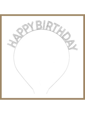 Bezos Gümüş Kristal Taşlı Happy Birthday Doğum Günü Tacı Ithal Ürün A Kalite 17X16 cm 22