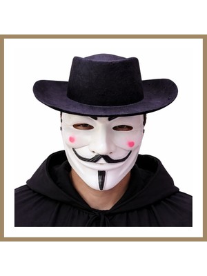 Bezos Vendetta Maske ve Şapka Seti ? Anonim Stil Parti Maskesi 22