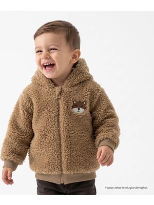 Hellobaby Erkek Bebek Welsoft Mont Hayvan Baskılı Fermuarlı Kapüşonlu Long Sleeve