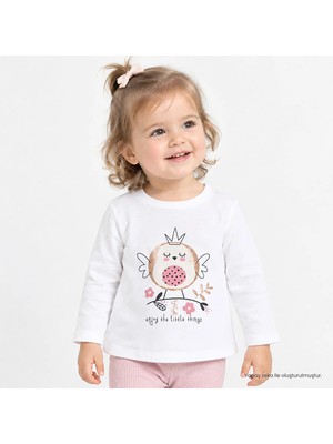 Hellobaby Kız Bebek Tişört Hayvan Baskılı Bisiklet Yaka Long Sleeve