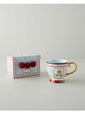 English Home Nostalgic Wildflower New Bone China Kupa 460 ml Mavi – Bordo