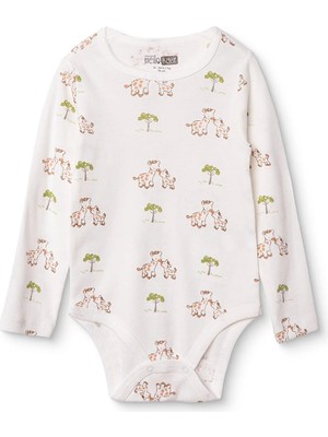 Hellobaby Erkek Bebek Body Hayvan Baskılı Çıtçıtlı Yaka Çıtçıtlı Uzun Kol