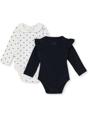 Hellobaby Kız Bebek 2li Body Çıtçıtlı Yaka Çıtçıtlı Uzun Kol