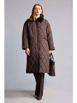DeFacto Regular Fit Pelüş Gömlek Yaka Kapitone Çıtçıtlı Parka H4164AX26WN