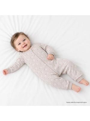 Hellobaby Kız Bebek Uyku Tulumu Çiçek Baskılı Fermuarlı Bisiklet Yaka Uzun Kol Ribanalı