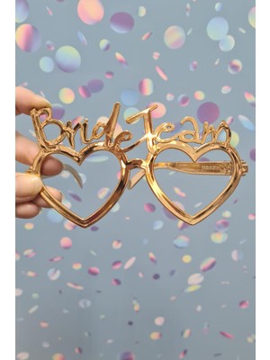 Pekshop Bride Team Gözlük Kalp Şekilli Bekarlığa Veda Nedime Gözlüğü Gold