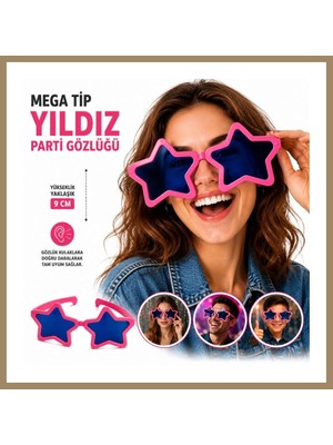 Bezos Mega Tip Yıldız Parti Gözlüğü Pembe Renk 22