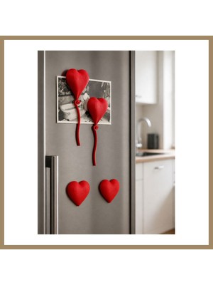 Bezos 3D Baskı 4lü Kalp Balon Magnet Seti - Dekoratif Buzdolabı Magneti, Fotoğraf ve Not Tutucu 22