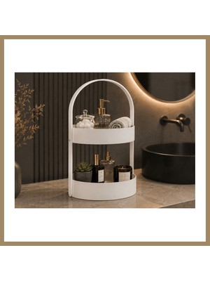 Bezos 3D Baskı Iki Katlı Banyo Düzenleyici - Taşınabilir Organizer ve Saklama Standı-Beyaz 22