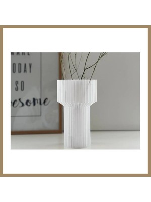 Bezos 3D Baskı Modern Dekoratif Çiçek Vazosu - Minimal Silindir Tasarımlı Masaüstü Vazo, Ev ve Ofis Dekoru-Şeffaf 22
