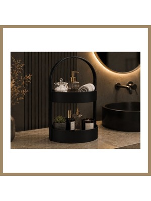 Bezos 3D Baskı Iki Katlı Banyo Düzenleyici - Taşınabilir Organizer ve Saklama Standı-Siyah 22