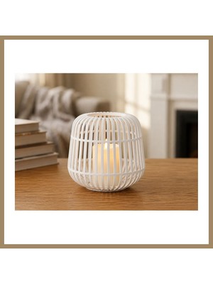Bezos 3D Baskı Modern Kafes Tasarımlı Dekoratif Mumluk - Tealight Mumluk, Masaüstü Ev ve Ofis Dekoru-Beyaz 22