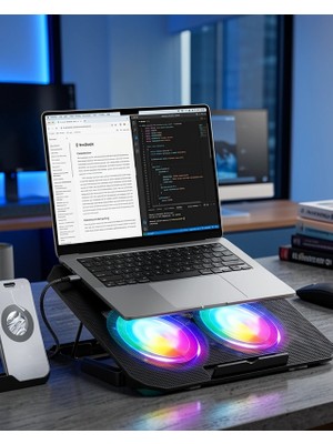 Nemere Laptop Soğutucu Stand Iki Fanlı Rgb Aydınlatmalı UCZZZN33BİLGİSAYARFANI-2