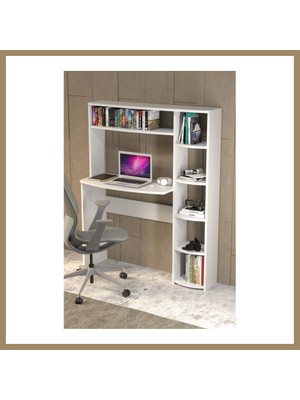 Bezos Kitaplıklı Çalışma Masası Beyaz 22