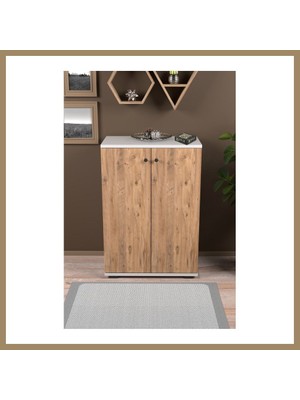 Bezos Kapaklı Ayakkabılık Çam Beyaz 86 cm 22