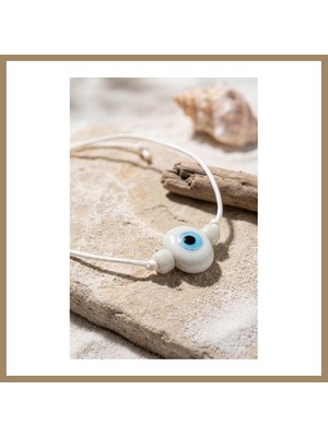 Bezos Handmade Bohem Beyaz Nazar Kolye 22