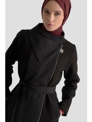 Armine Yüksek Yaka Pardesü Siyah