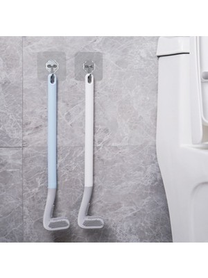 Cmt Ergonomik Tasarımlı Silikon Tuvalet Fırçası Beyaz/Mavi Renk ile Derin Temizlik Sağlar