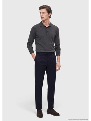 Ramsey Lacivert Düz Dokuma Relaxed Fit Casual Pamuk Karışımlı Pantolon