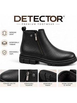 Detector Erkek Hakiki Deri Çift Fermuarlı Kışlık Kalın Taban Bot HS500