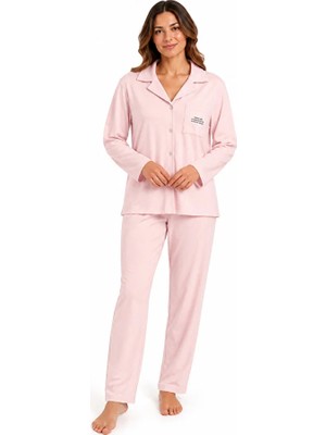 Zeyland Gömlek Yaka Önden Düğmeli Uzun Kol Kadın Pijama Takım 135