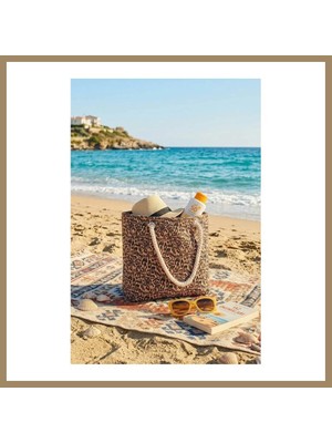 Bezos Büyük Boy Plaj Çantası 40×30 cm - Fermuarlı Günlük Omuz, Alışveriş ve Tatil Çantası 22