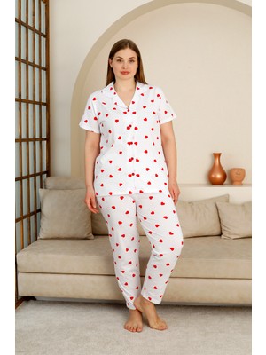 %100 Pamuk Düğmeli Kadın Pijama Takımı – Rahat ve Şık Gömlek Pijama Tasarımı - Geniş Be