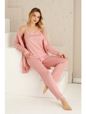 Sabahlıklı Dantel Detaylı Pegasus Kadın Pijama Takımı-Çeyizlik Takım- Geniş Beden Aralığ�