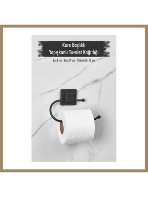 Bezos Yapışkanlı Kare Başlıklı Siyah Tuvalet Kağıtlığı 22