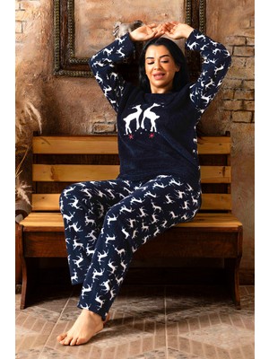  Büyük Beden Kadın Polar Peluş Pijama Takımı