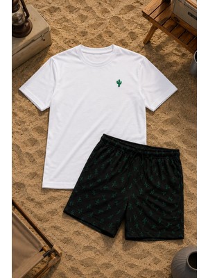  Sportif %100 Pamuk Şortlu Erkek Pijama Takımı