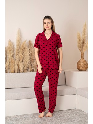  Kısa Kollu Milan Gömlek Pijama Takımı- Genç Anne Serisi