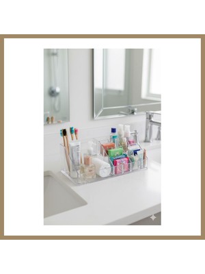 Bezos Şeffaf Akrilik Banyo Kozmetik Düzenleyici Organizer 13X22X8 cm 22