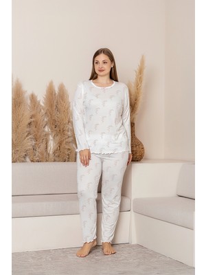 Uzun Kollu Büyük Beden Kadın Pijama Takımı- Çiçek Desenli Pijama - Pinterest Basic Kadın  Pi