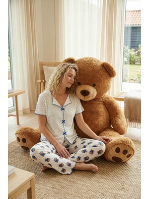 Luna Touch Ekstra Yumuşak Yazlık Kadın Pijama Takımı – Düğmesiz, Kısa Kollu, Büyük Beden