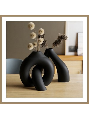 Bezos 3D Baskı Interlocking Vazo - Iç Içe Geçen Dekoratif Vazo-Siyah 22