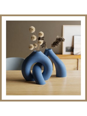 Bezos 3D Baskı Interlocking Vazo - Iç Içe Geçen Dekoratif Vazo-Mavi 22