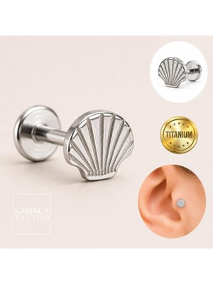 StepCo Titanyum Piercing Shell Deniz Kabuğu Helix Kulak Burun Flat Conch Tragus Piercingi