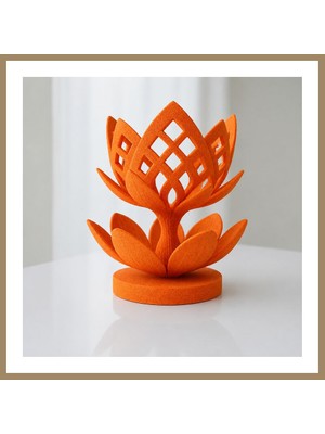 Bezos 3D Baskı Lotus Çiçeği Mumluk - Dekoratif Tealight Mumluk-Turuncu 22