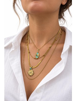 New Obsessions Cleopatra Katlı Kombin Çelik Kolye
