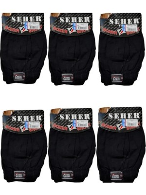 6 Lı Paket Seher Yıldızı Pamuklu Penye Düğmeli Erkek Boxer 0008