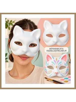 Bezos Kendin Tasarla Kişiselleştirilebilir Boyanabilir Kedi Maskesi 22
