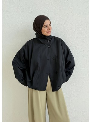 Moda Aksa 5253 Pick Trençkot Siyah
