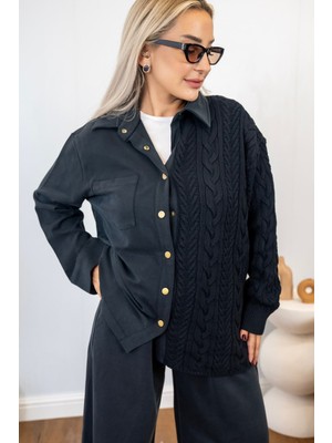 Muna Boutique Siyah Triko Detaylı Alt Üst Takım