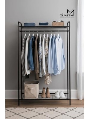 Odea Metal Elbise Askılığı ve Ayakkabılık ile Taşınabilir Organizer