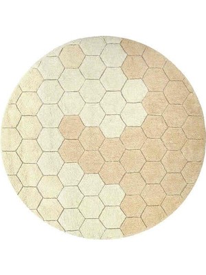 Lorena Canals Çocuk Odası Halı, Round Honeycomb Golden (Bal Peteği)