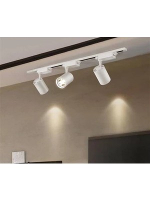 ZMR Masiva 30W 1 M Raylı 3'lü LED Ray Spot Lamba Armatür Beyaz Kasa Modern Tasarım