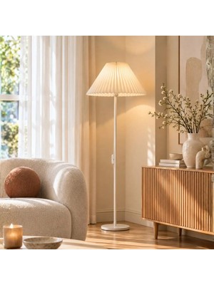 Homing Corte Pileli Umbrella Başlık Modern Beyaz Lambader